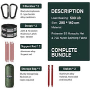 ETROL Hammock, Upgrade Double & Single Camping Hammock with Mosquito Net, Tree Straps, Hook, 3 in 1 Function Design Aluminium Parachute Portable Hammocks for Indoor, Outdoor, Hiking, Patio, Travel
