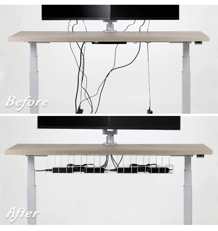 2-Pack White Under-Desk Metal Cable Trays – 16 Inch