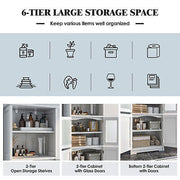 163 cm Tall Four-Door Storage Cabinet with Open Shelves