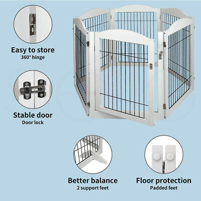 6-Panel Foldable Indoor Pet Playpen – White