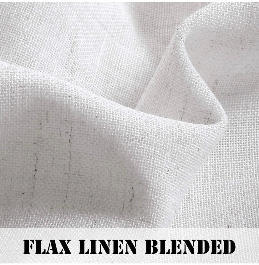 Linen Curtains Elegant Natural Linen Blended Curtains Energy Efficient Light Filtering/Rod Pocket Window Treatments Panels/Drapes for Livingroom (Set of 2,White, W132cm x D243cm)