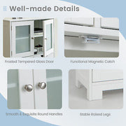 128 cm Four-Door Storage Cabinet with Glass Panels