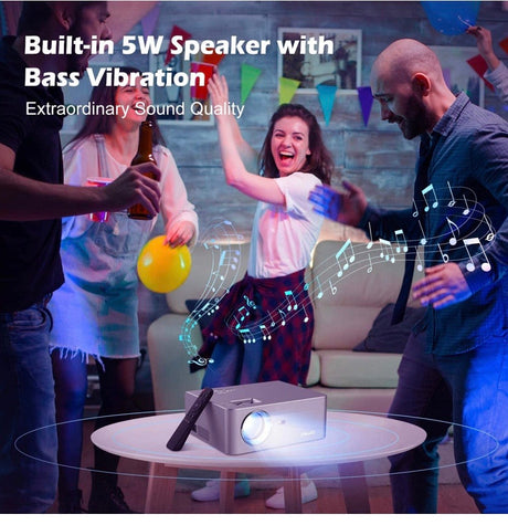 Mini Projector Portable Video Projector Home Cinema Projector 5500 Lumens Support 1080P Video 200 Inch Projection Size Compatible with HDMI / USB / VGA / SD / AV / Smartphone / Laptop /TV Box