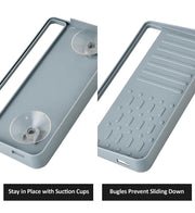 Suction-Mounted Sink Organiser & Draining Tray – Grey