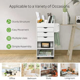 Mobile Trolley Cart 6-Tier Wood Storage Beside Table w/ Drawers Bathroom White