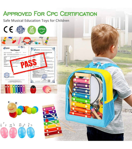 Toddler Musical Instruments, 33 PCS 19 Types Wooden Percussion Instruments Toys for Baby Kids