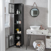 180 cm Five-Tier Tall Storage Cabinet with Glass Doors