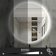 LED Round Bluetooth Mirror Bathroom Vanity Dimmable Circle Wall Mounted 