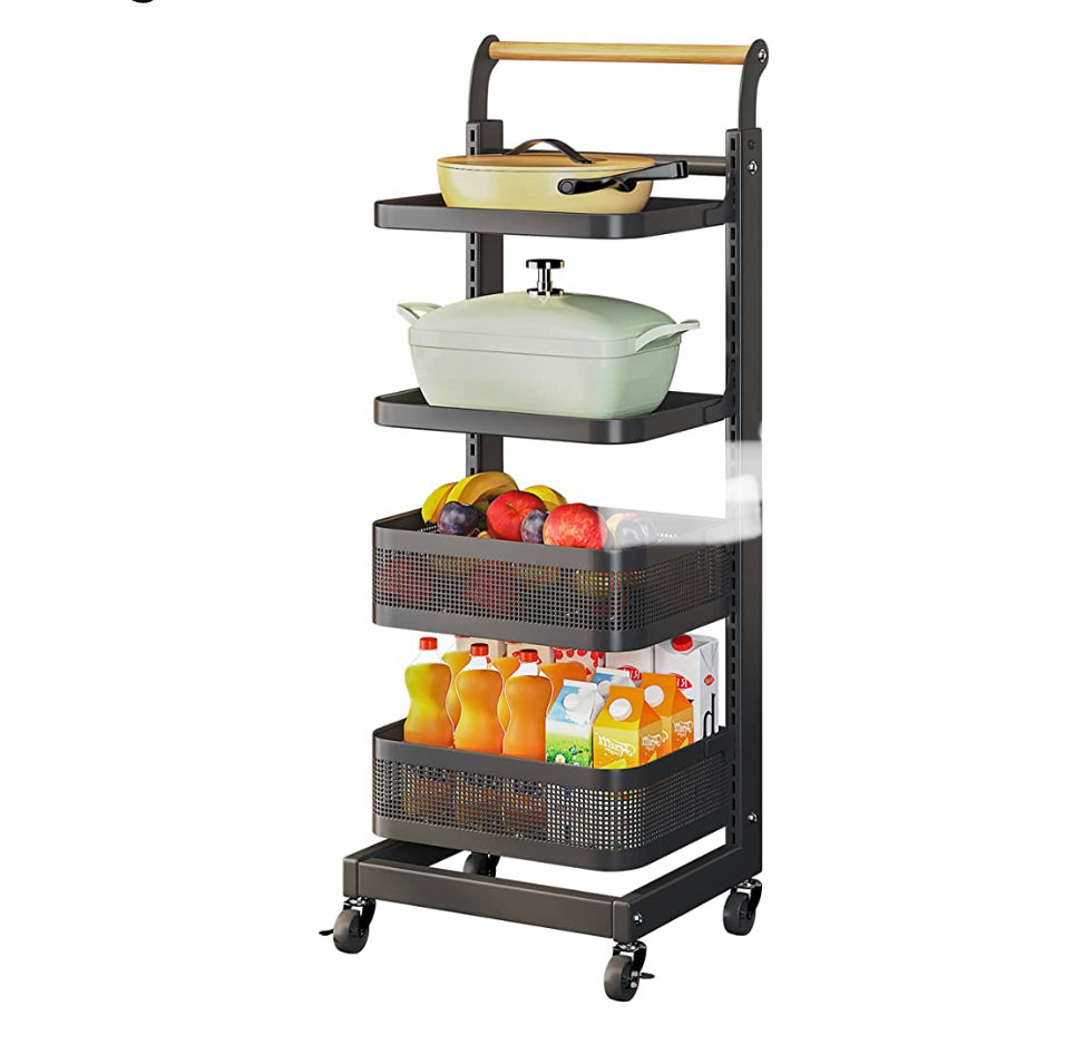 4-Tier Adjustable Rolling Storage Cart