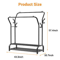 LOEFME Double-Rail Metal Garment Rack with Shoe Shelf