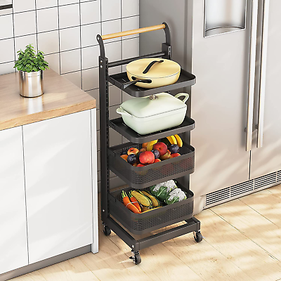 4-Tier Adjustable Rolling Storage Cart