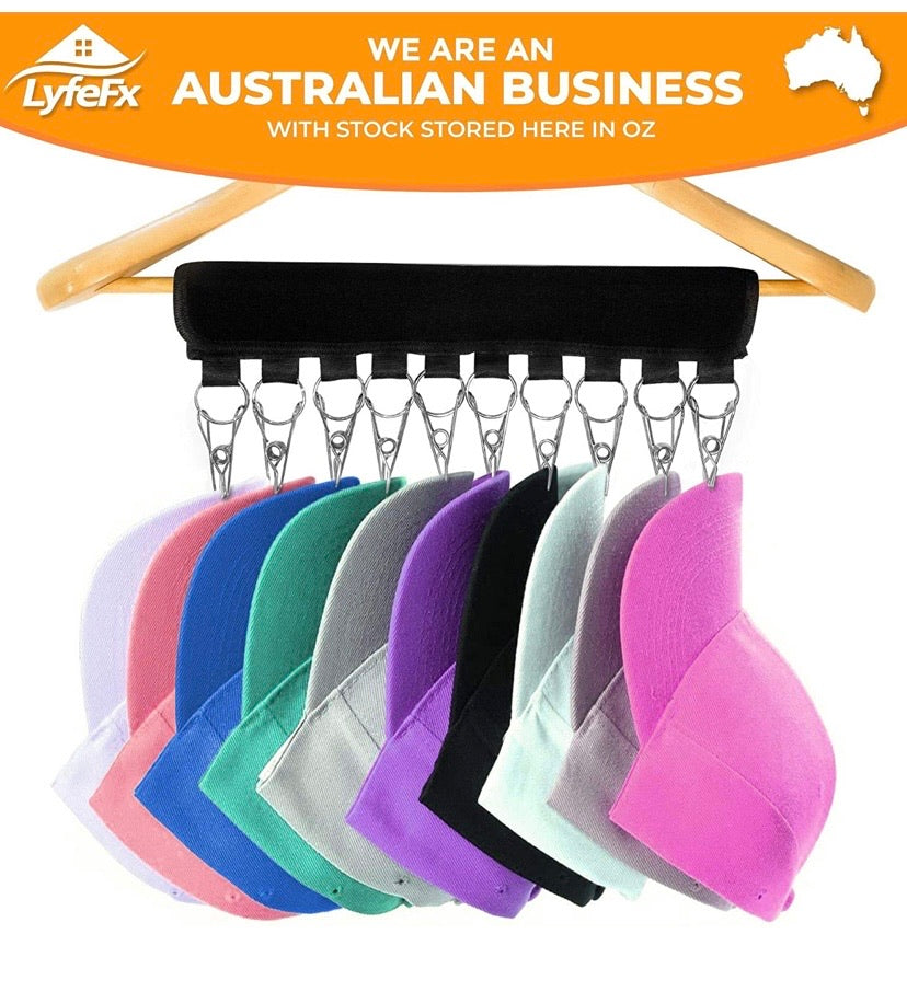 10-Clip Wardrobe Hat Hanger & Cap Organiser