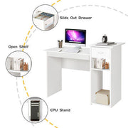 White Computer Desk with Storage Shelves
