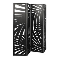 Black Paulownia-Wood 4-Panel Folding Room Divider