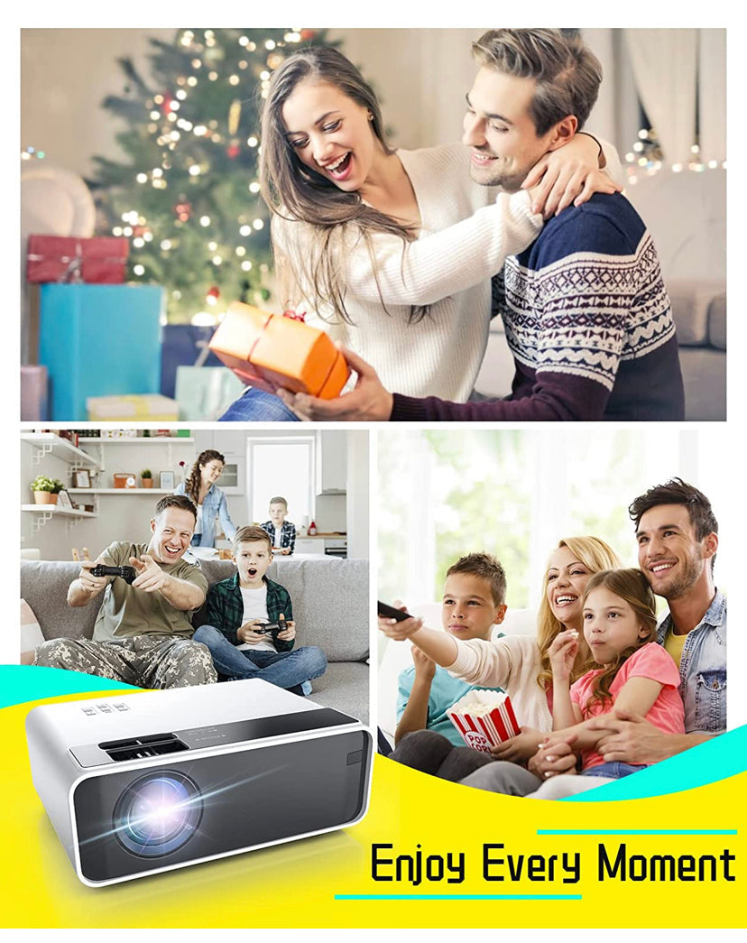 Mini Projector for iPhone, ELEPHAS WiFi Movie Projector with Synchronize Smartphone Screen, 1080P HD Portable Projector Supported 200" Screen, Compatible with Android/iOS/HDMI/USB/SD/VGA（White）