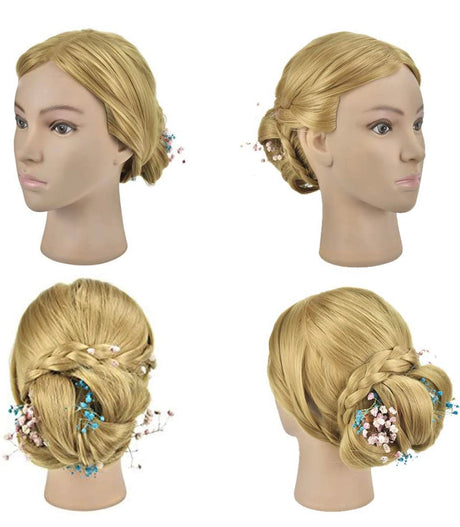 28" Cosmetology Mannequin Head Hairdressing Hair Styling Head Synthetic Hair Training Head Manikin Doll Head(A Free Clamp)