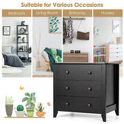 Black 3-Drawer Side Table & Nightstand