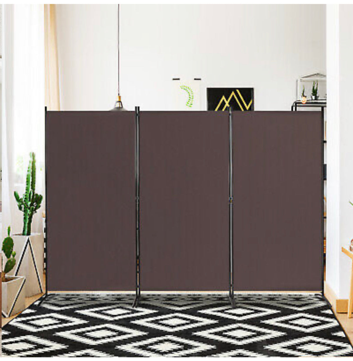 3-Panel Wood & Steel Folding Privacy Screen – 4 Colours