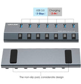 Aluminum BC 1.2 Charging 7 Ports USB 3.0 Hub,Charging Up to 5V/2.4A,Individual LED Power Switches with 48W Power Adapter for MacBook, iPad, PS4,Surface Pro, Mobile,Laptop, HDD and More