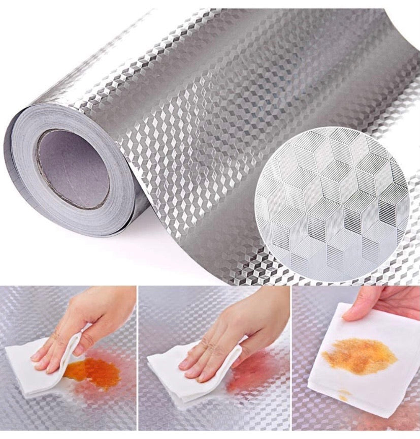 Kitchen Backsplash Wallpaper Stickers, Kitchen Stickers Self Adhesive Kitchen Aluminum Foil Stickers Oil Proof Waterproof Kitchen Stove Sticker