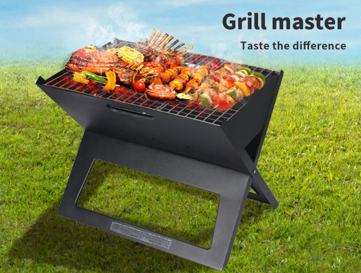 Compact Fold-Flat Portable Charcoal BBQ Grill