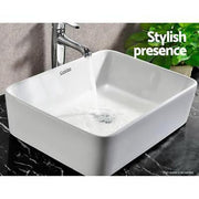 Square High-Gloss Ceramic Countertop Basin