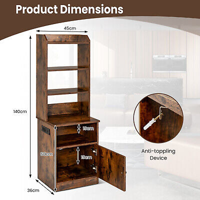 Nightstand Bedside End Side Table Bookshelf w/ Charging Station