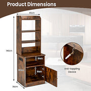 Nightstand Bedside End Side Table Bookshelf w/ Charging Station