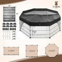 8-Panel 76 cm Metal Pet Playpen with Weather Cover
