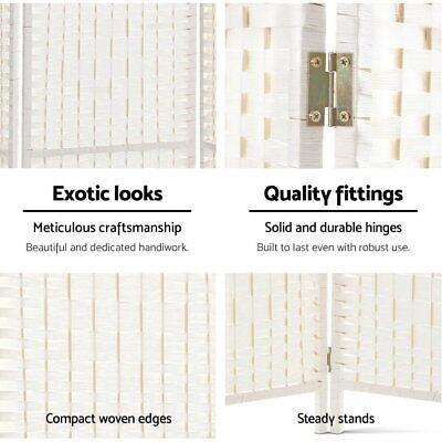 8-Panel White Pine & Woven-Paper Folding Room Divider