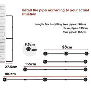 Industrial Iron Pipe Wall-Mounted Garment Rail