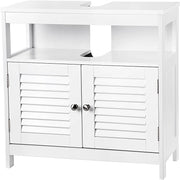 Vanity Unit Without Sink Lots of Storage Space Bathroom Cabinet with Slat Doors 2 White, MDF Panels, with Open Compartment, 60 x 30 x 60 cm