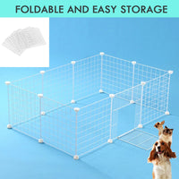 10-Panel Foldable Metal Dog Playpen – White