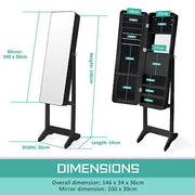 La Bella Black Full-Length Mirror Jewellery Cabinet with LED Light