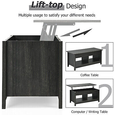Lift-Top Coffee Table with Open & Hidden Storage