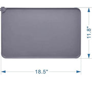 Silicone Waterproof Dog Cat Pet Food Mats Tray - Non-Slip Food Grade Pet Dog Cat Bowl Mats Placemat Pet Feeding Mat Waterproof Dog Placemat for Small Animals (L(18.7" x 11.8"), Grey)
