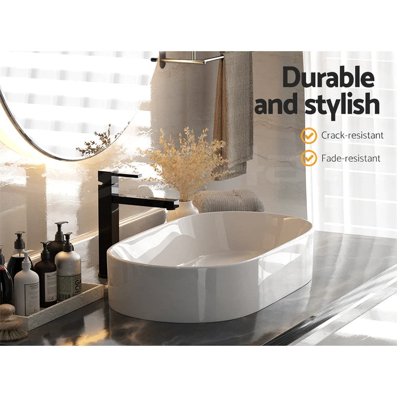 Long Rectangular Ceramic Above-Counter Basin