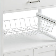 White Rolling Kitchen Storage Trolley with Drawer & Basket