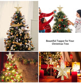 Christmas Tree Topper Lighted Star [Gold],3D Hollow Sparkling Star Christmas Tree Topper with Rotating Magic Cool White Snowflake Projector for Christmas Tree Ornament (Gold)