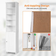Bathroom Storage Cabinet 7-Tier Shelves Wooden Cupboard Tallboy White/Grey 182CM