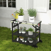 3-Tier Mobile Food-Prep Cart with Stainless-Steel Worktop