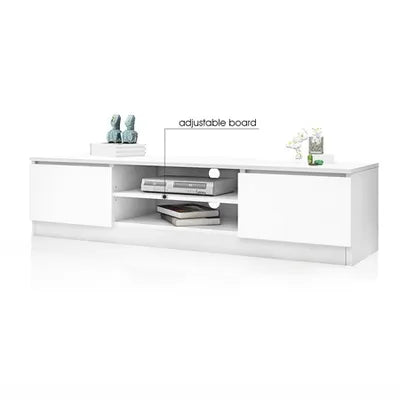 White TV Stand with 2 Doors & Storage