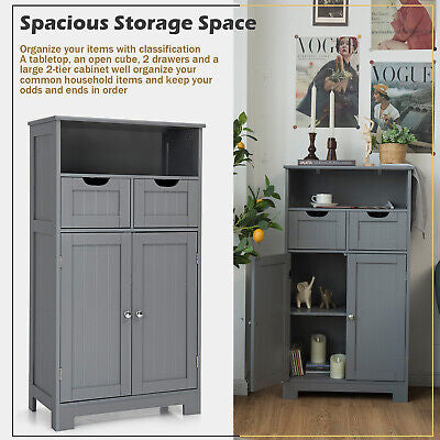 Freestanding Bathroom Storage Cabinet with Adjustable Drawers