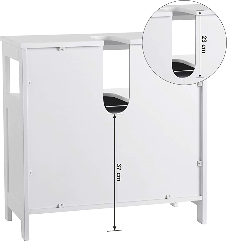 Vanity Unit Without Sink Lots of Storage Space Bathroom Cabinet with Slat Doors 2 White, MDF Panels, with Open Compartment, 60 x 30 x 60 cm