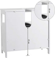 Vanity Unit Without Sink Lots of Storage Space Bathroom Cabinet with Slat Doors 2 White, MDF Panels, with Open Compartment, 60 x 30 x 60 cm