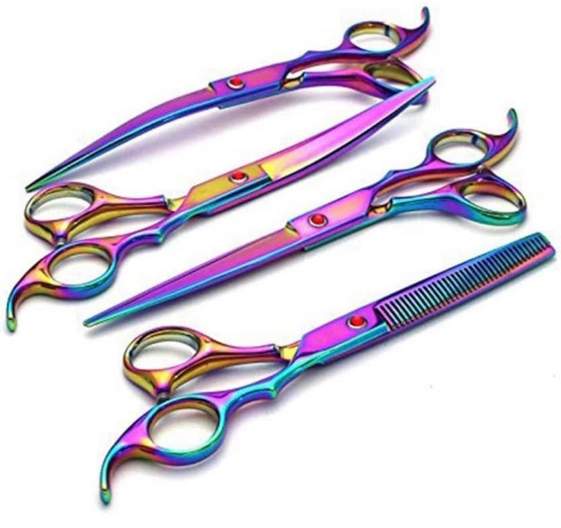Professional Pet Grooming Scissors Set Straight Scissors Thinning Scissors Curved Scissors Comb case