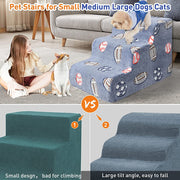 Extra-Wide Glow-in-the-Dark 3-Step Foam Pet Stairs – 60 × 40 × 40 cm