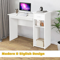 White Computer Desk with Storage Shelves