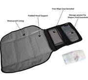 Portable Baby Changing Pad Diaper Bag Mat & Foldable Travel Changing Station with Bonus Wipe Case, Black