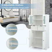 128 cm Four-Door Storage Cabinet with Glass Panels